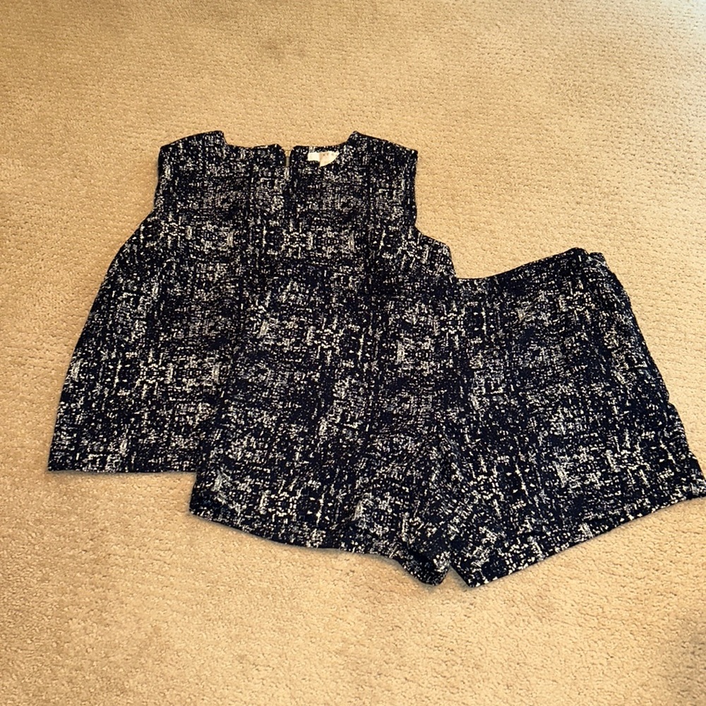2 Piece Navy & White Short Set by KENAR